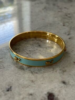 Vineyard Vines Gold-Tone Aqua Enamel Whale Bangle